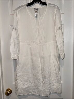 Tommy Bahama White Embroidered Midi Tunic Dress. Size L
